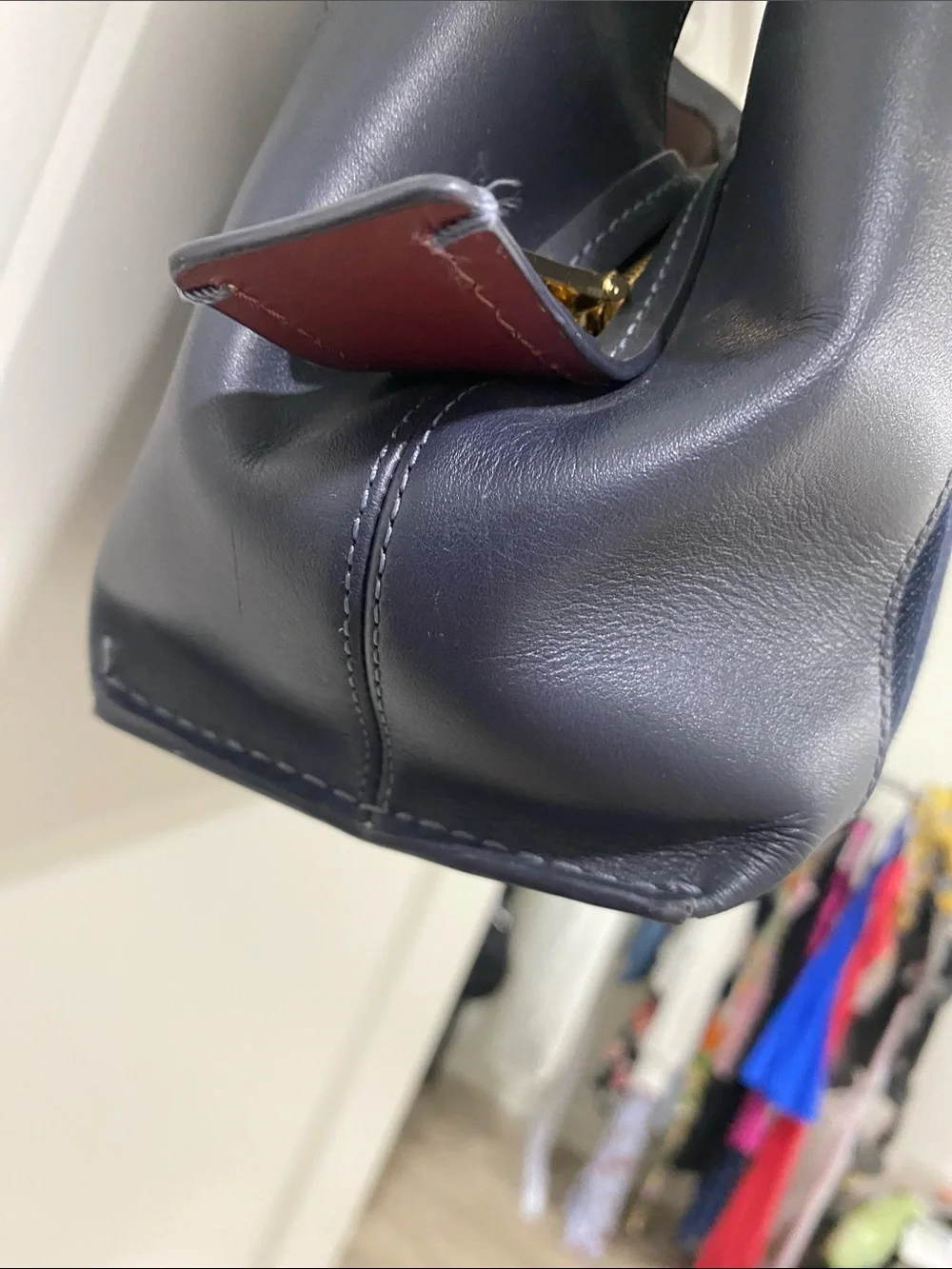 Coach Navy Logo Canvas & Leather Shoulder Tote
